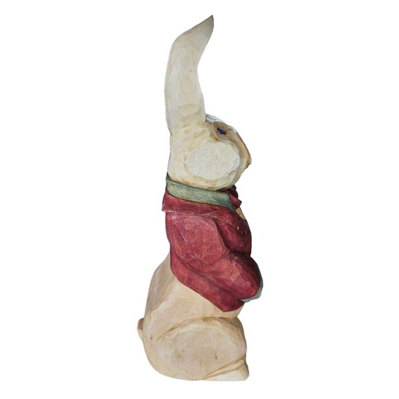 Handcarved Intricate Dressed Bunny Rabbit In Formal Suit Handpainted Signed Rose - Picture 7 of 13